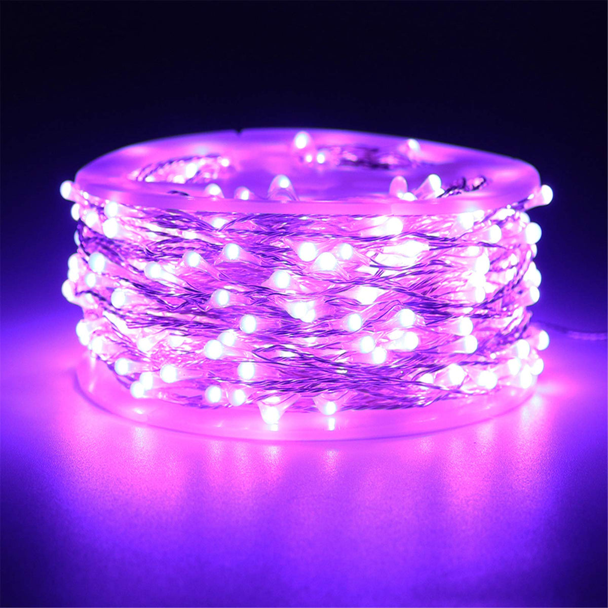 RUICHEN Dimmable Purple Fairy Lights Plug in, Waterproof Silver Wire 99 Ft 300 LED Starry String Lights with Remote for Christmas Halloween Party Bedroom Patio Garden