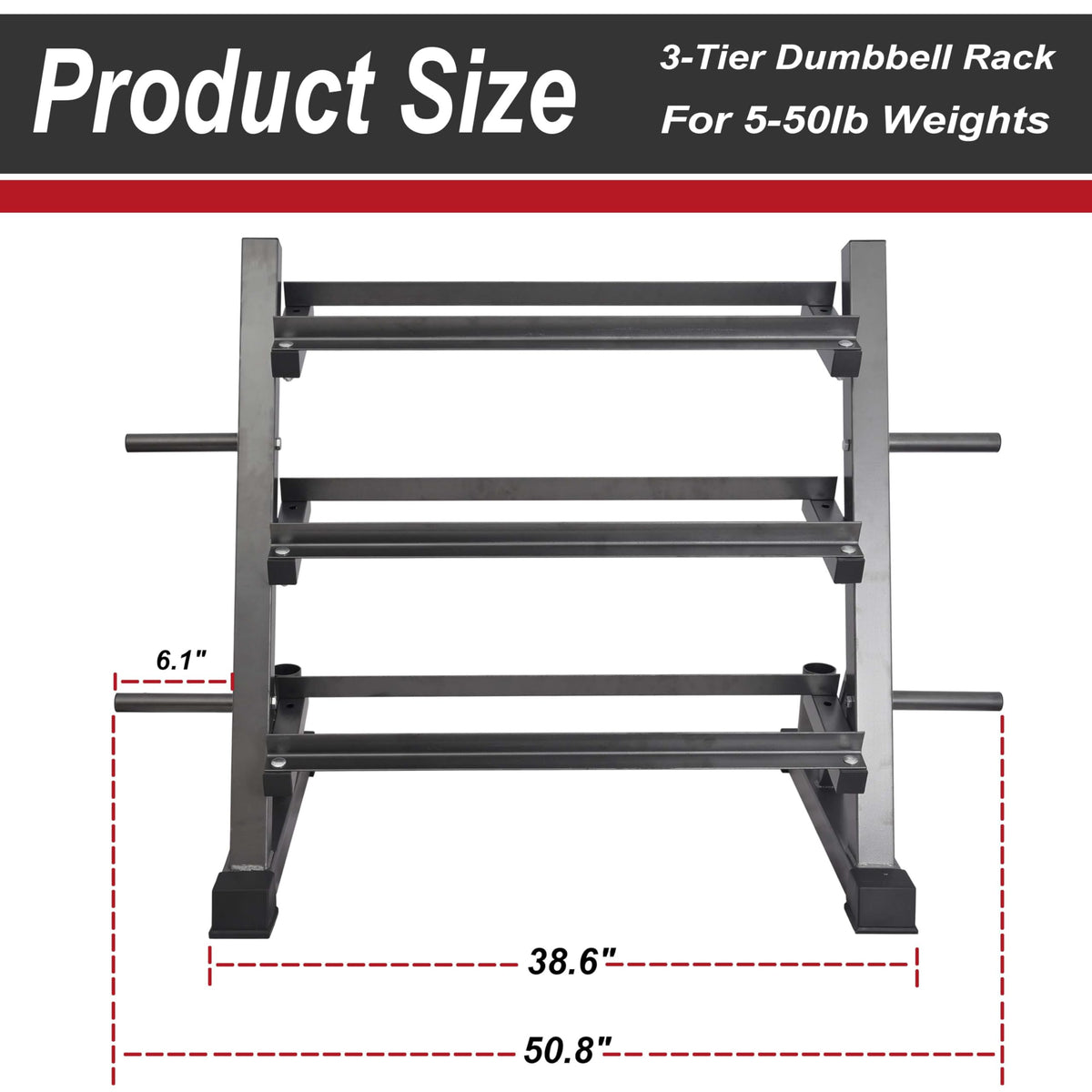 VIODEX 3 Tier Multifunctional Dumbbells Weights Barbells Rack, 1100 lbs Weight Capacity (Rack Only)
