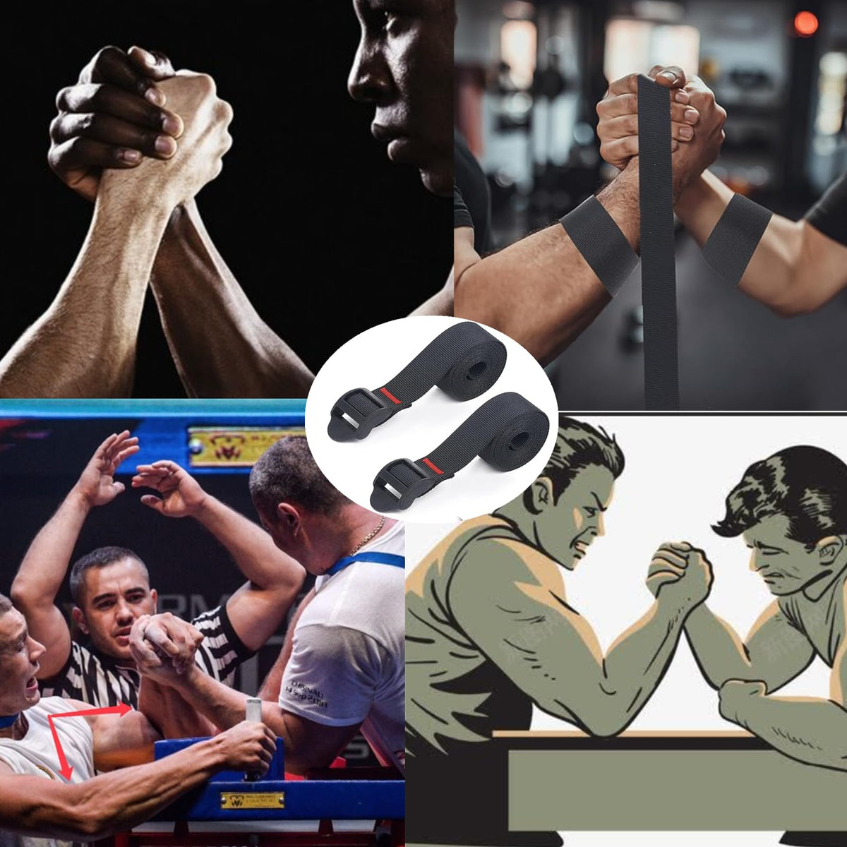 JLEivvi 2 PCS Wrestling Belt Arm Wrestling Competition Match Strap,Non Slip Exercise Band, Arm Training Belt with Buckle for Bodybuilding Gym Workout Fitness