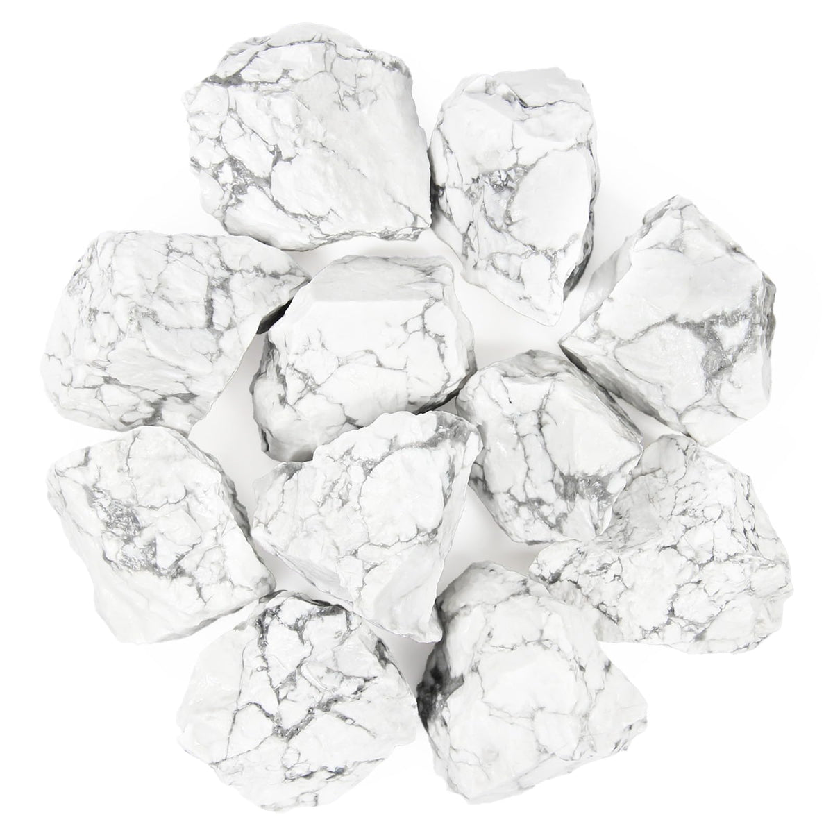 1.1lb Bulk Raw Howlite Rough Crystal- Natural Howlite Raw Stones Crystal for Tumbling, Cabbing, Fountain Rocks, Decoration, Polishing, Wire Wrapping, Wicca & Reiki Crystal Healing