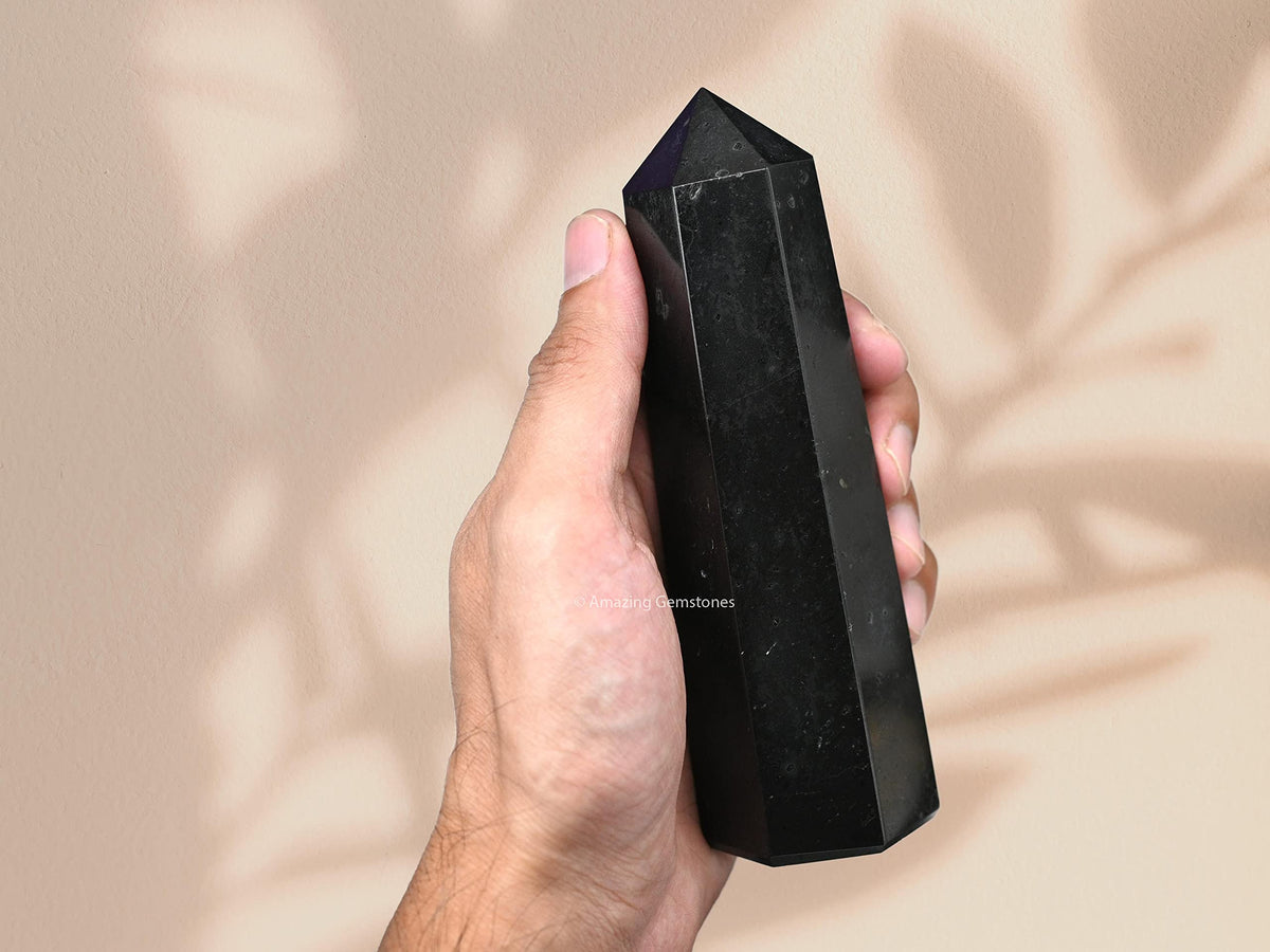 Amazing Gemstone Large Black Tourmaline Crystal Towers ~ Natural Healing Crystal Point Obelisk for Reiki Healing and Crystal Grid (5.5 to 6 INCH)