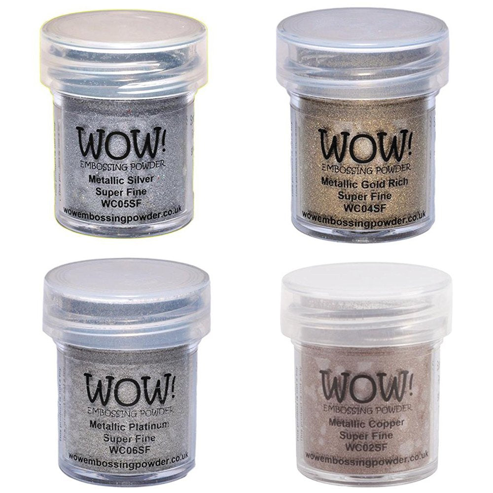 Wow! Embossing Powder Metallic Bundle: Gold, Silver, Platinum and Copper, 15ml (1) (1, Brown)