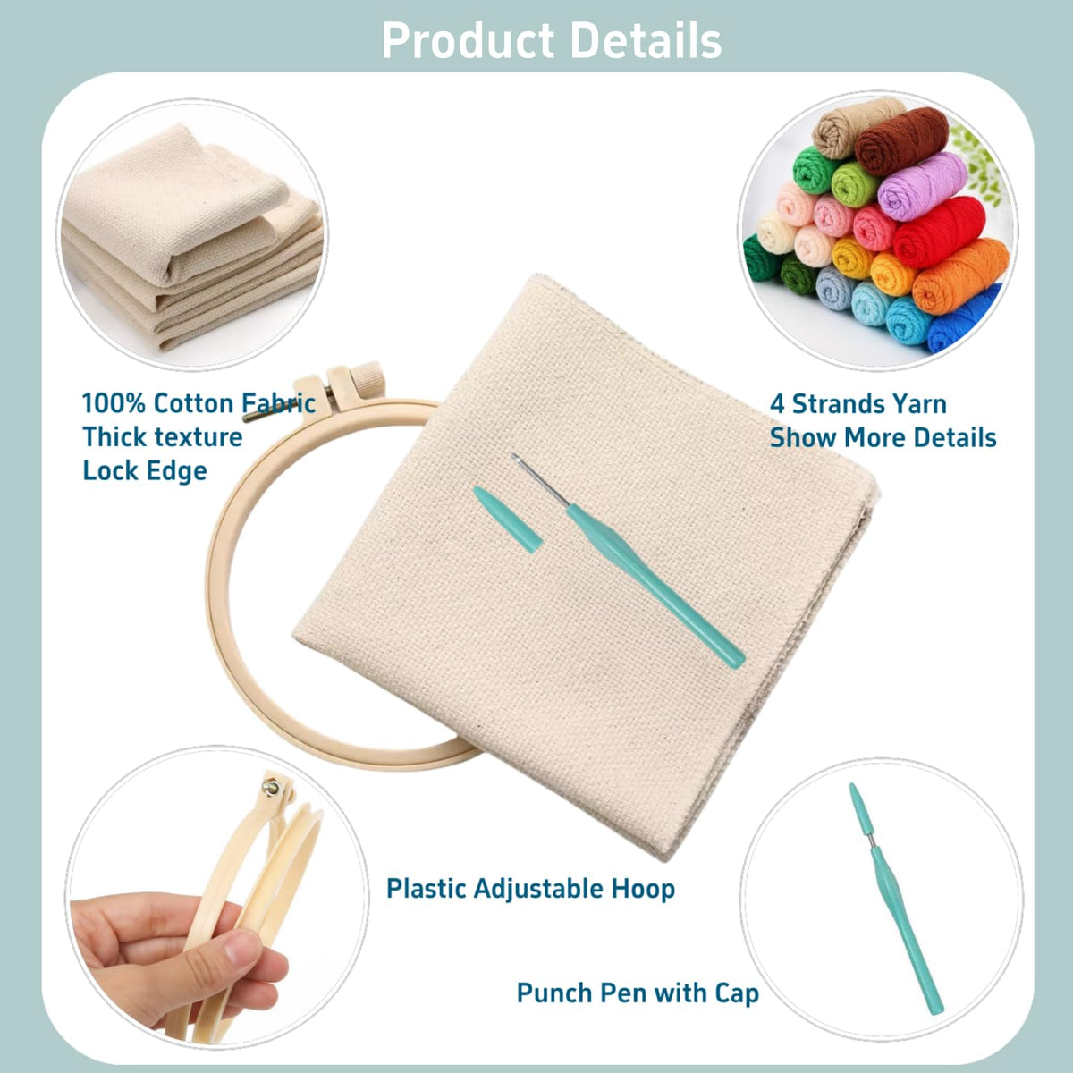 Punch Needle Kits Iris Flowers Embroidery Starter Set with Hoop Easy for Beginners DIY Stress Relief Handmade Craft Hobby and Home Decor 20x20cm