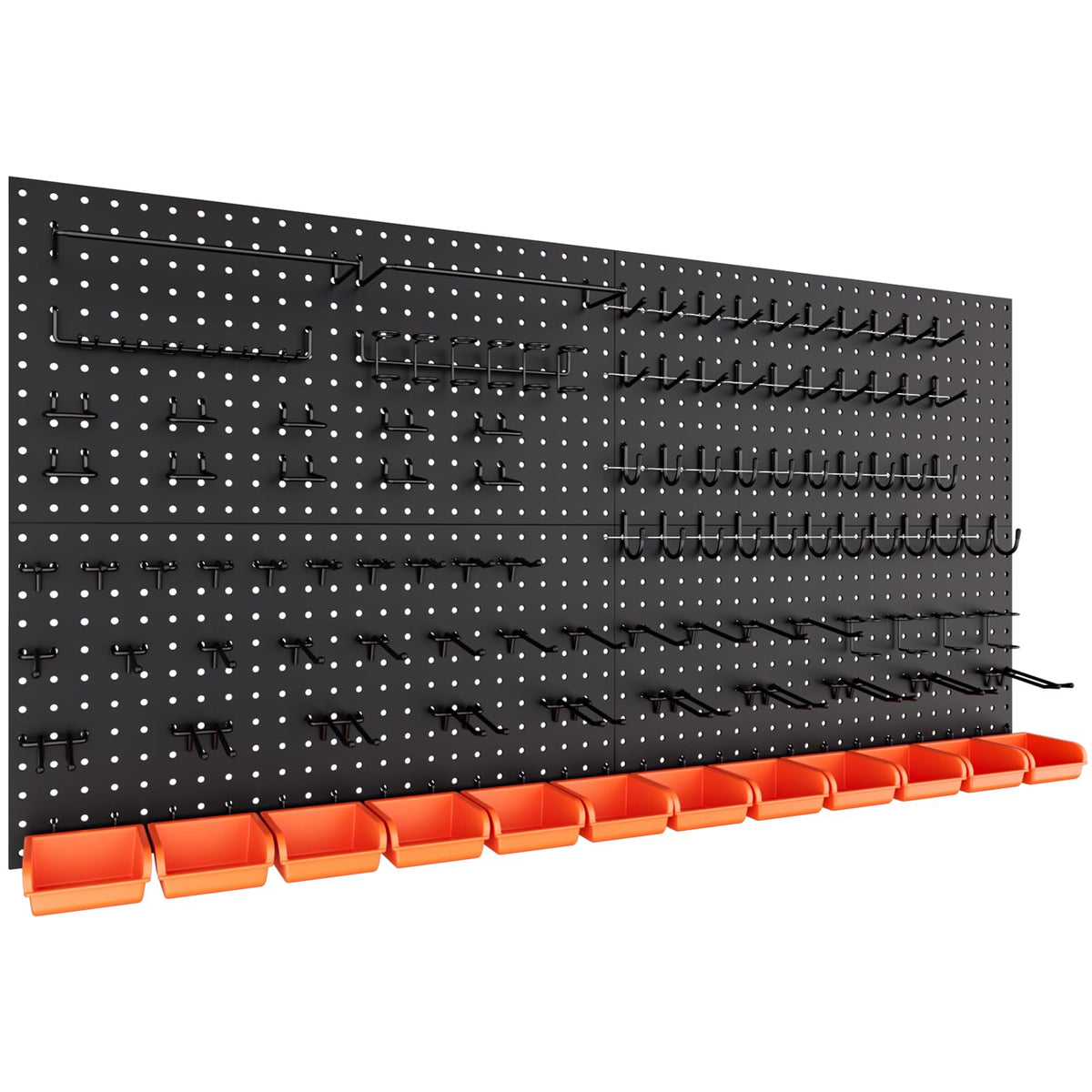 INCLY 48x24 Inch Metal Peg Board Kit with 1/4" Pegboard Hooks Accessories, 4PCS Pegboard Panels and 156PCS Black Pegboard Wall Organizer Tool Storage System for Garage Workbench Shed