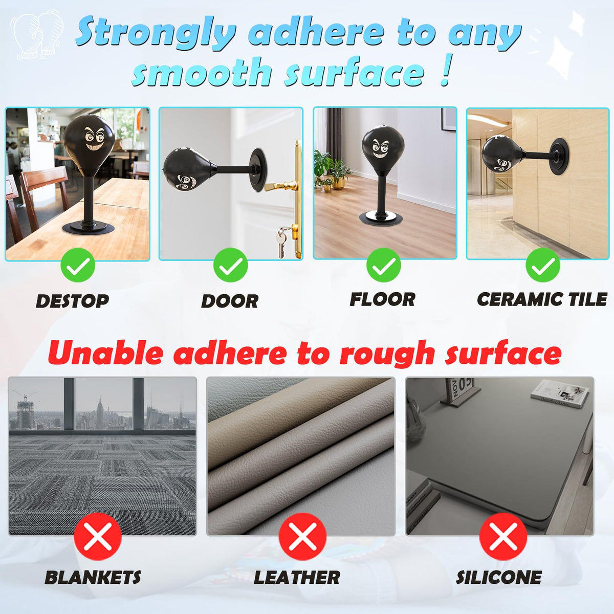 HZG Desktop Punching Bag, Stress Buster with Suction Cup for Office Table and Counters, Heavy Duty Stress Relief Ball, Desk Boxing Punch Ball, Funny Toys Punching Bag for Kids Coworkers and Friends