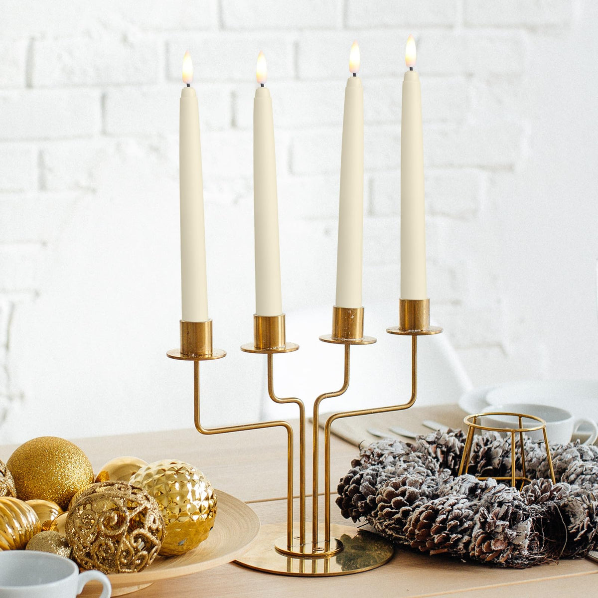 Baquler 36 Pcs Flameless Taper Candles LED Taper Candles Flickering Bulk Ivory LED Candlestick for Easter Wedding Church Halloween Christmas Party Decor Table Centerpiece, 8.5 in, No Batteries