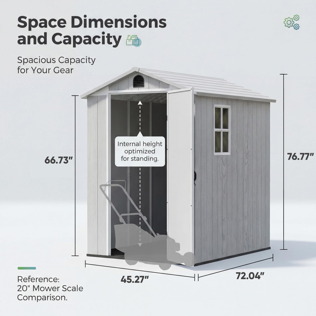 Devoko 4×6 FT Resin Storage Sheds with Floor, Plastic Outdoor Garden Shed with Windows and Lockable Doors, Waterproof Outside Tool Sheds for Patio Backyard Lawn, Light Gray