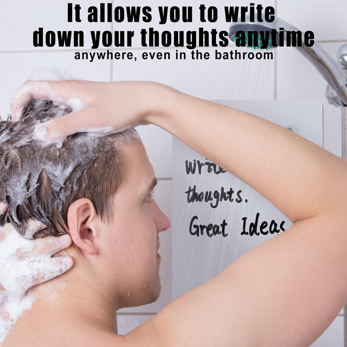 Yexiya 2 Pieces Shower Notepad Waterproof Shower Whiteboard with Suction Cup Dry Erase Board for Shower Shower Writing Pad Board on The Bathroom Wall with Pen for Adults Home Office (6 x 9 Inch)