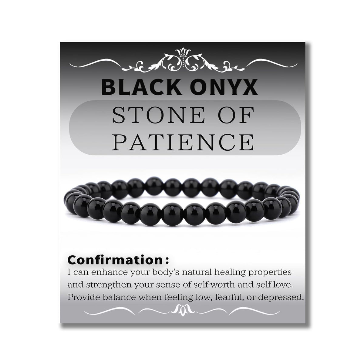 Bymitel 6mm Black Onyx - Handmade Reiki Gemstone Stretch Bracelet, Natural Beauty & Spiritual Essence, Crystal Healing for Unisex Adults