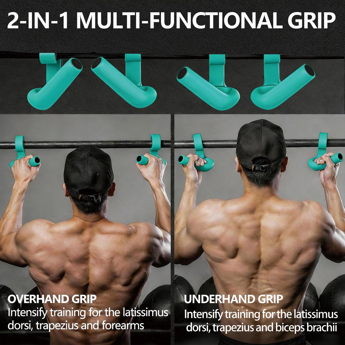 45/90 degree Neutral Grip Pull Up Handles with Lifting Straps - Heavy Duty Angled Barbell Grips & Pull Up Bar Grips for Home Gym, Deadlifts, Rows - Relieve Wrist & Shoulder Stress (Blue, 45°)