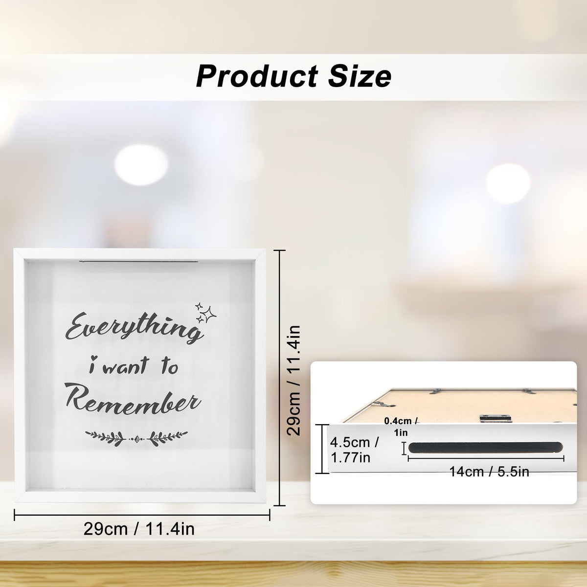 FramePro 12"x12" Travel Shadow Box with Slot – Adventure Archive Memory Box for Tickets, Souvenirs & Photos | Wall-Mountable Keepsake Display Case with Real Glass & Wood Frame (White)