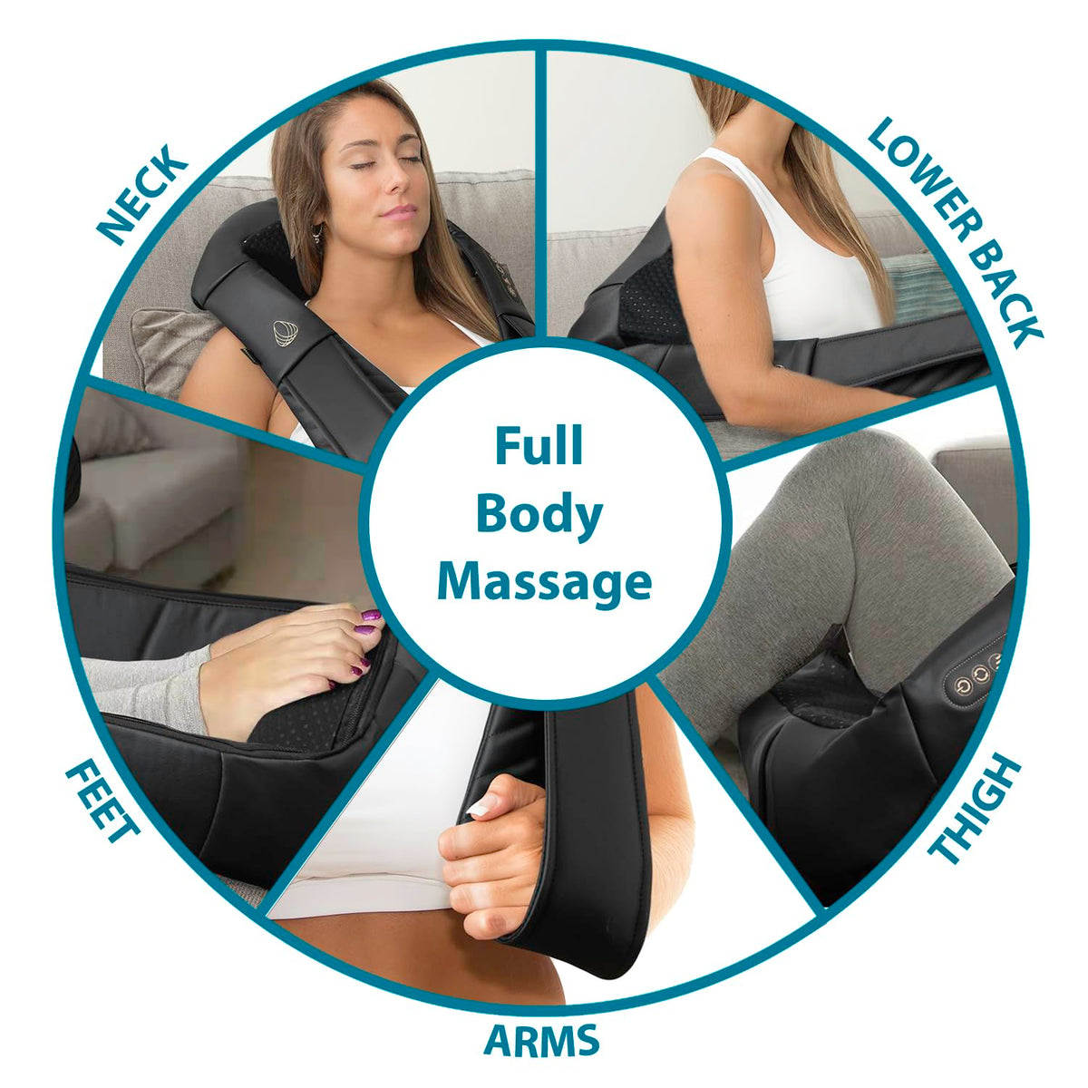 InvoSpa Shiatsu Massager with Heat - Deep Tissue Kneading Pillow for Neck, Shoulders, and Back - Electric Full Body Massage
