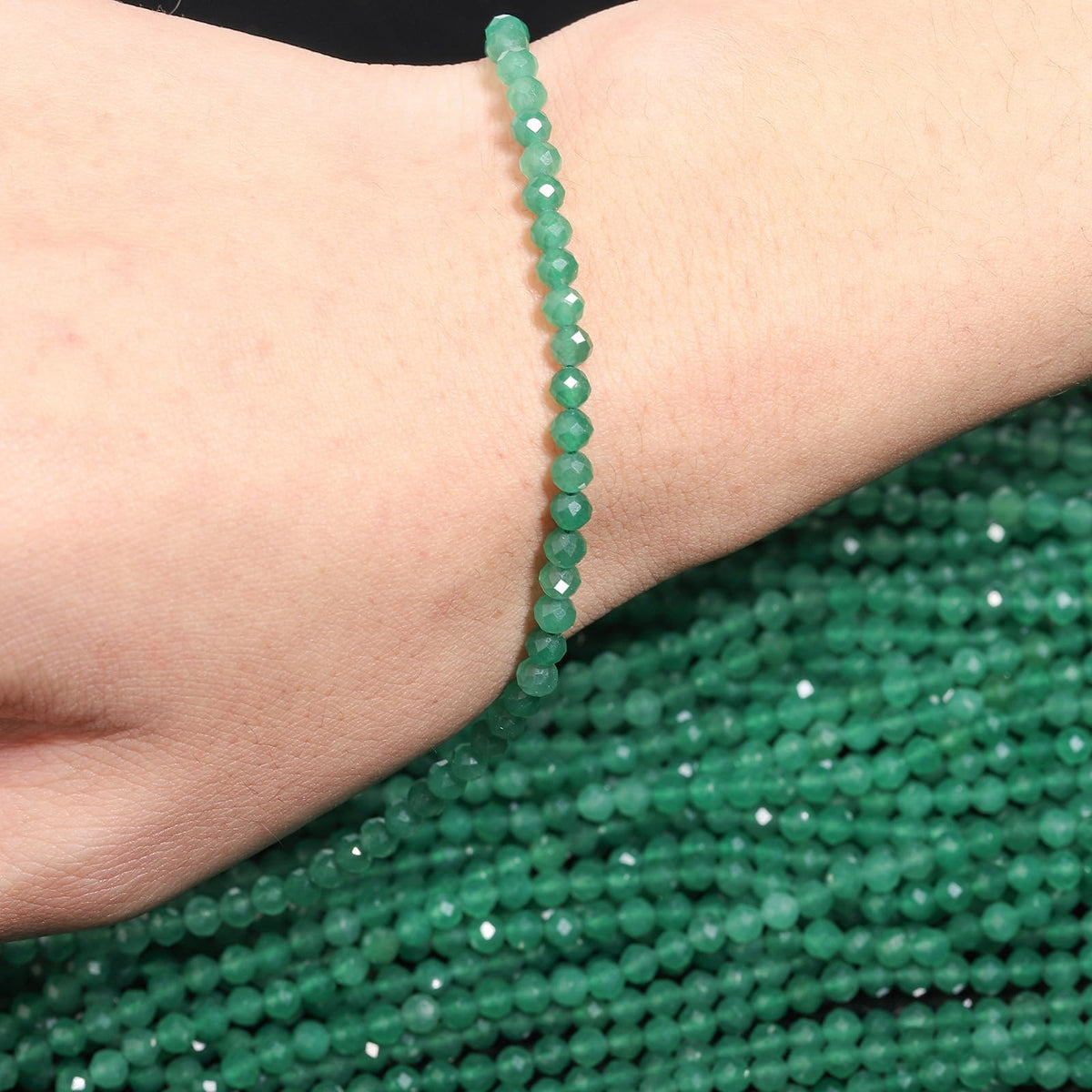 Song Xi 180pcs 2mm Natural Green Aventurine Gemstone Beads Faceted Round Loose Stone Beads for Jewelry Making (1 Strand)