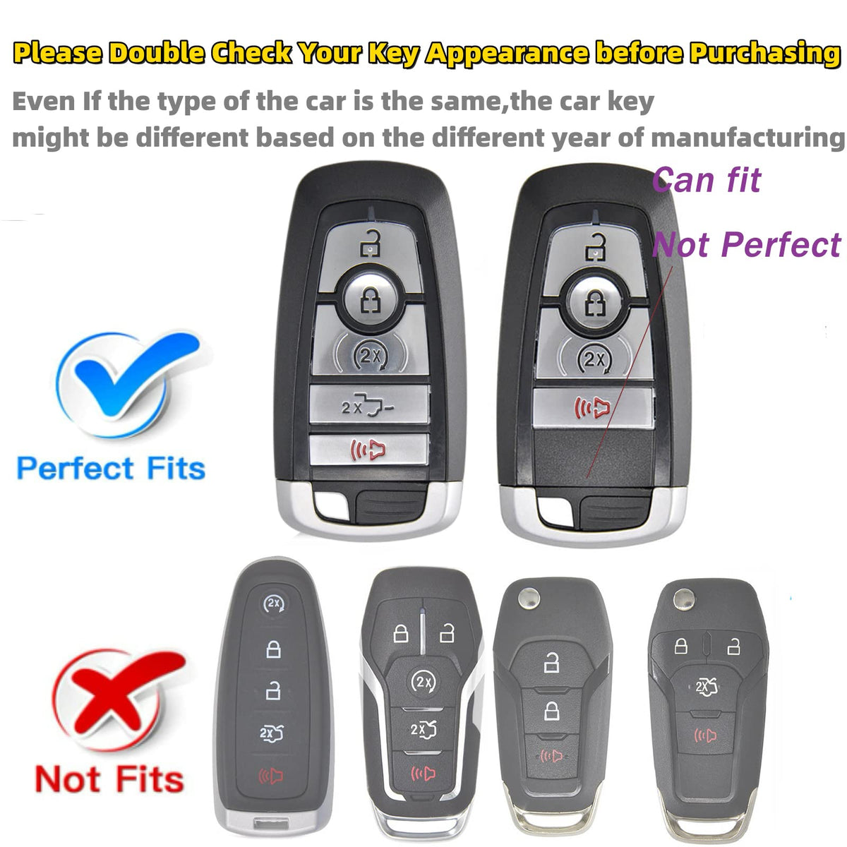 RFSRZ 2PCS for Ford Car Key Fob Shell Cover Case,Soft TPU Decoration Bling Key Holder for 2018 2019 2020 2021 2022 2023 Ford Fusion F150 F250 F350 F450 Edge Explorer Escape Mustang Black and White