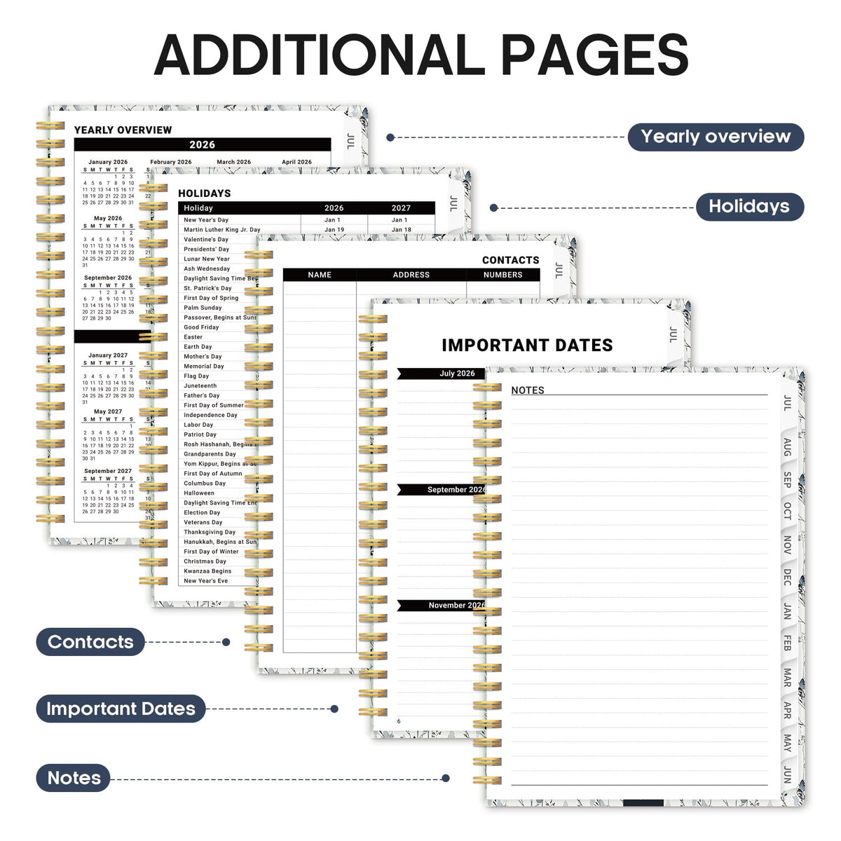 Planner 2026-2027, Academic Year Weekly and Monthly Calender Planner, from Jul 2026 - Jun 2027, Spiral Bound School Planning Book, Perfect for Teacher, Student, Women & Men, A5 (6.3" x 8.5"), Butterfly Grove