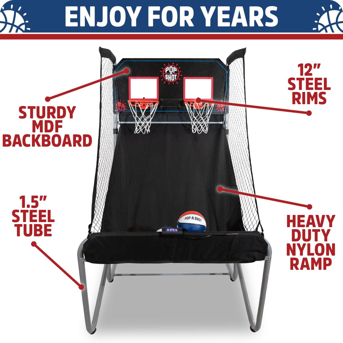 Pop-A-Shot Official Home Dual Shot Basketball Arcade Game - (Black)
