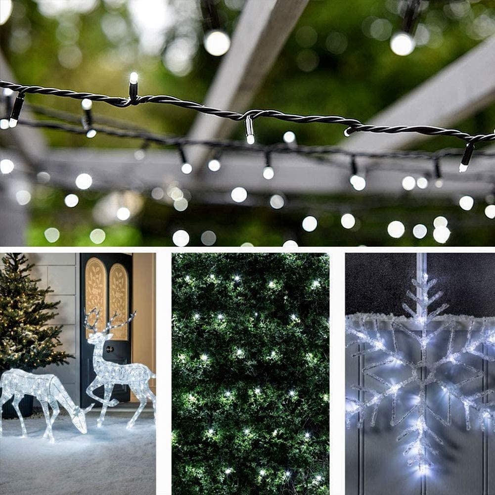 weillsnow White Christmas Fairy Lights Plug in, 200 LED 66FT Waterproof Christmas String Lights, 8 Modes with Memory for Outdoor Indoor Wedding Garden Christmas Decorations (66FT, White)