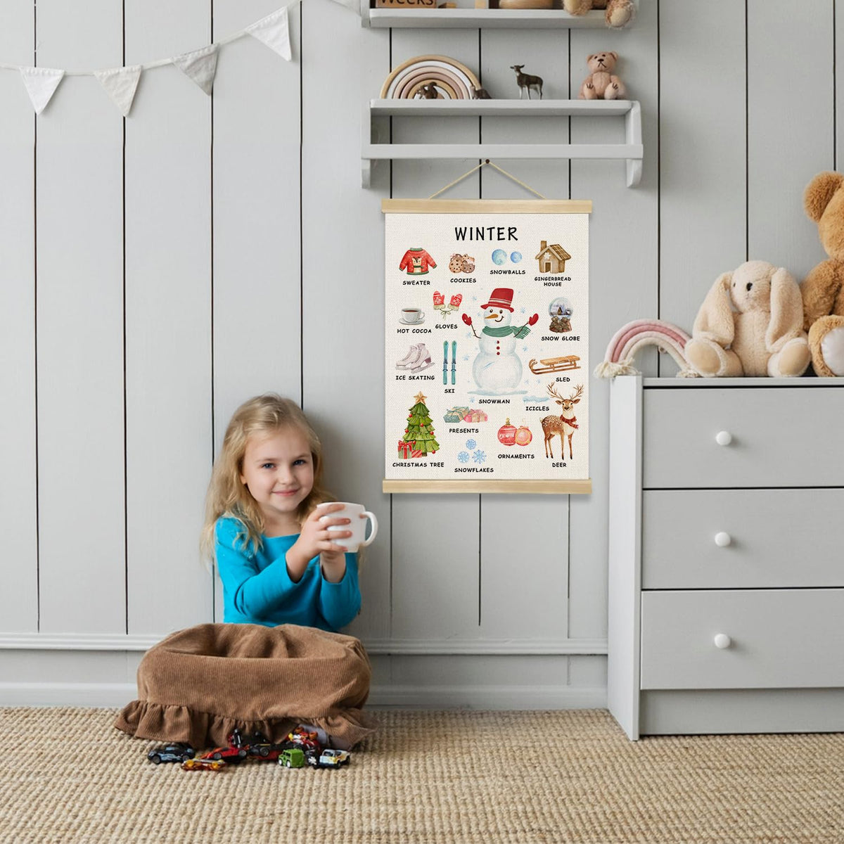 You found a duck 4 Season Educational Chart Poster, 14x18.5 Inch Linen Canvas Winter Cognition Wall Art Posters,Four Seasons Learning Decor for Classroom Nursery Playroom,Toddler Kids Room Decor