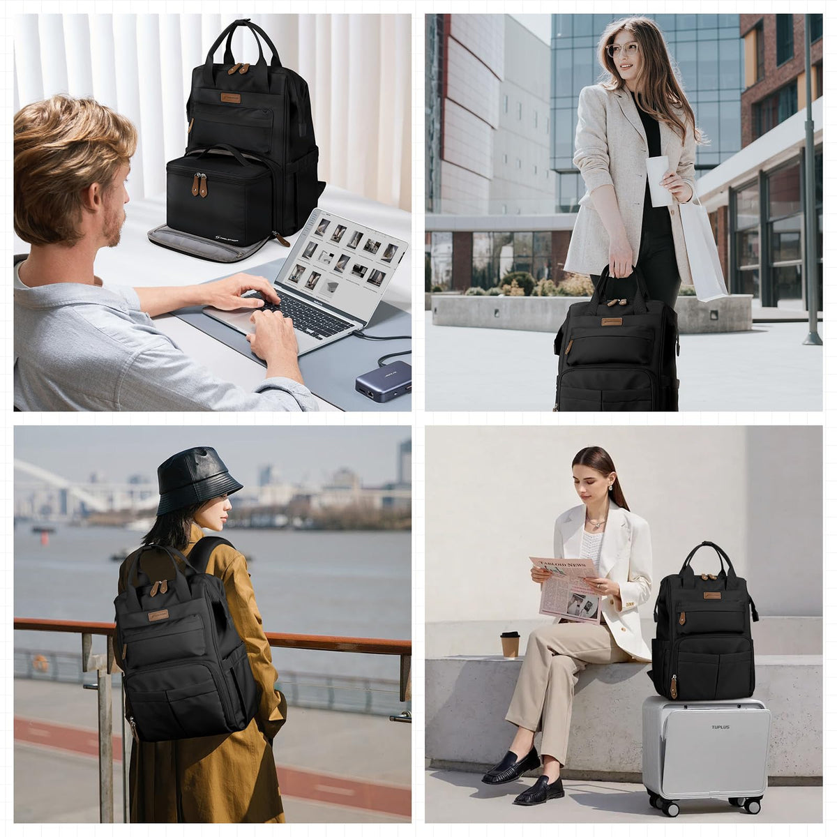 Maelstrom Travel Backpack for Women Men,Laptop Backpack Fits 15.6-17.3 Inch Laptop, Nurse/Work Bag with Insulated Lunch Box (Black)
