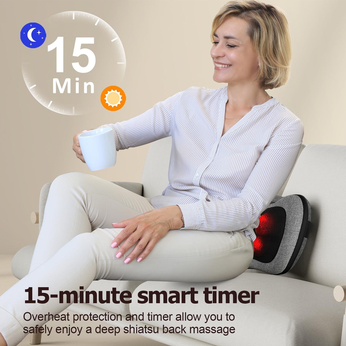 VIKTOR JURGEN Shiatsu Back Massager with Heat – Deep Tissue Massage for Neck, Shoulder, Leg, Upper & Lower Back Pain Relief, Electric Kneading 3D Massage Pillow Gifts for Men Women Dad, Mom, Christmas