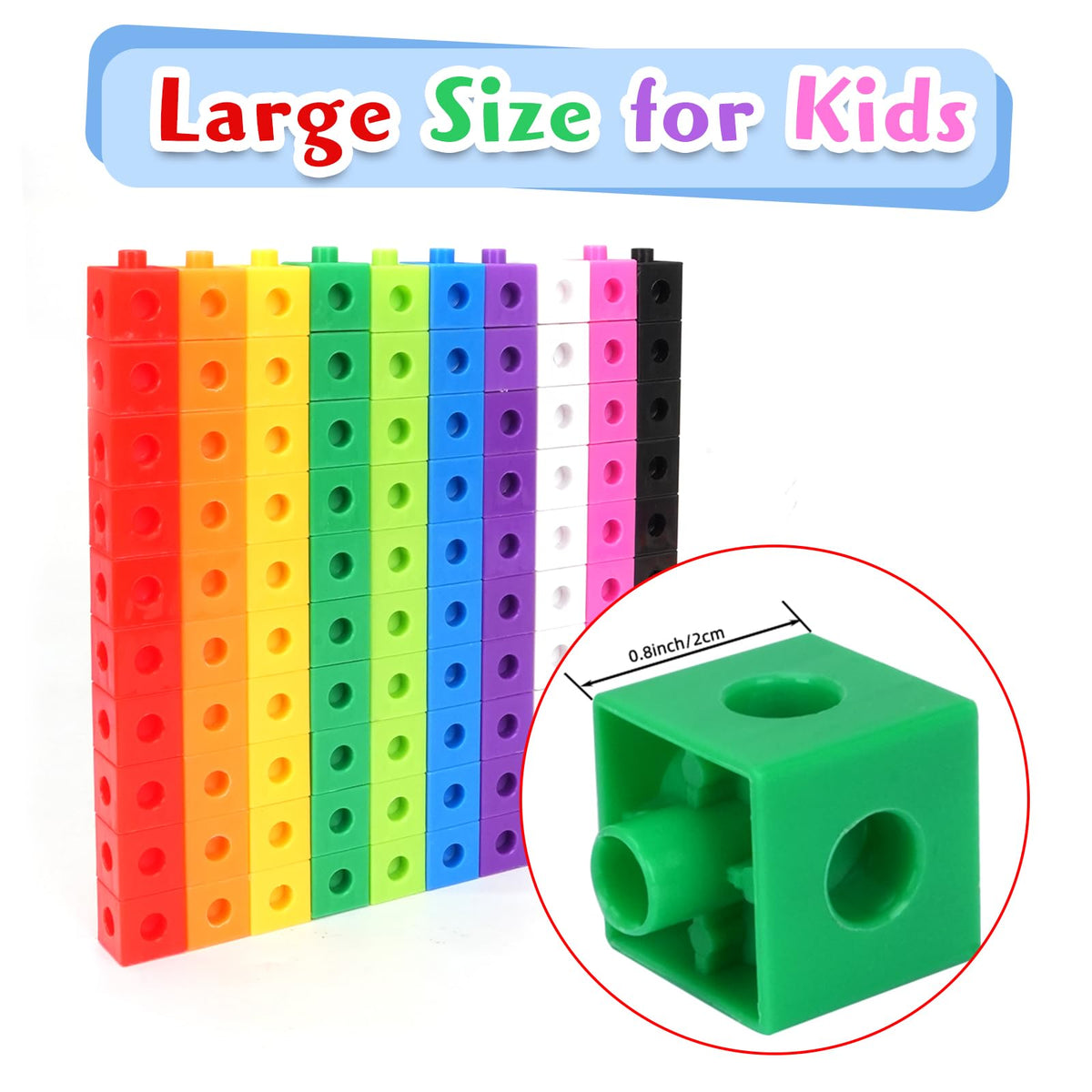 QUYSK 300 Pcs Linking Cubes for Kids - Counting Blocks with Storage Boxes, Connecting Cubes Math Manipulatives for Preschool & Elementary Aged Kids