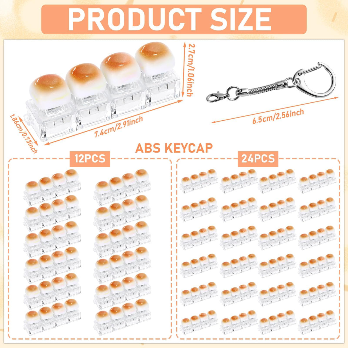 12 Pcs Keyboard Fidget Stress Relief Fidget Clicker Keyboards Set Caramel Bread Keyboard Decompression Button Stress Relief Gifts for Adults to Relieve Stresses Pass Time Party Favors