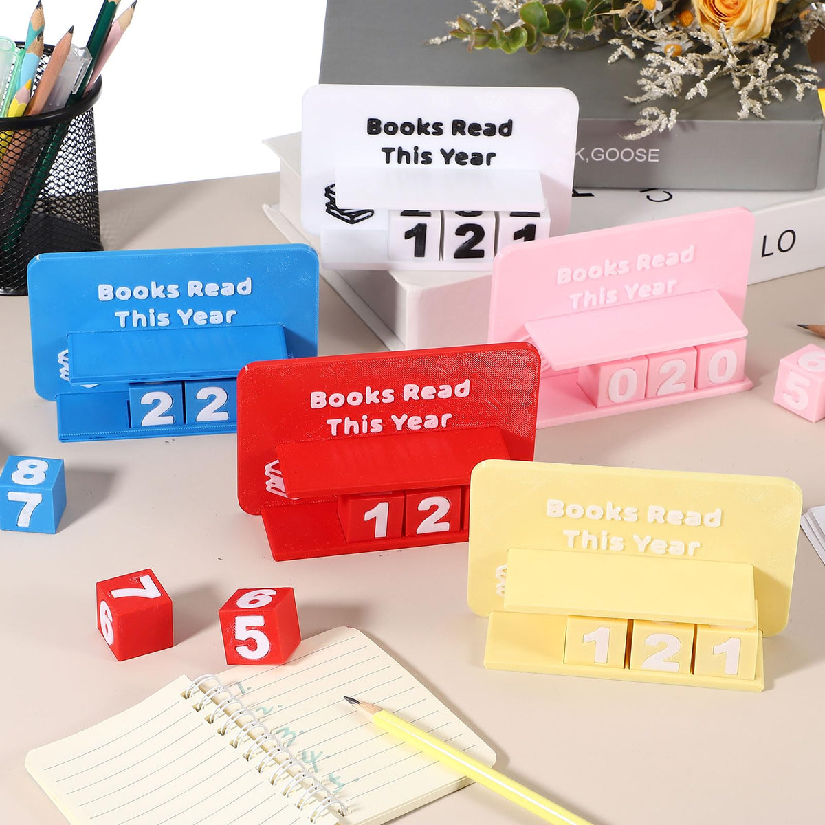 PATIKIL Books Read This Year Tracker, 3D Reading Challenge Counter Sign Library Bookshelf Decor Reading Challenge Number Up to 999 Books Gift for Reader Book Lovers Teachers, Brown