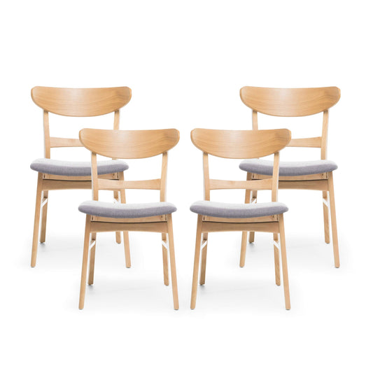 Christopher Knight Home Heather Mid-Century Modern Dining Chairs (Set of 4), Dark Gray and Natural Oak