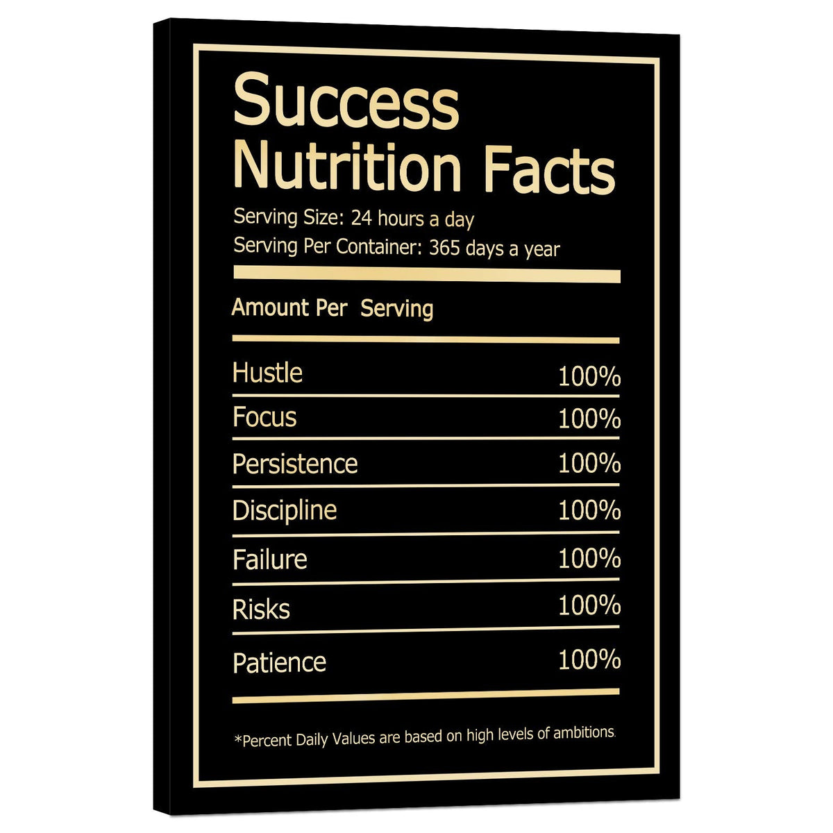 Success Nutrition Facts Wall Art Motivational Wall Art Decor for Office Bedroom Modern Artwork Framed and Ready to Hang(Success, 12x18 inch)