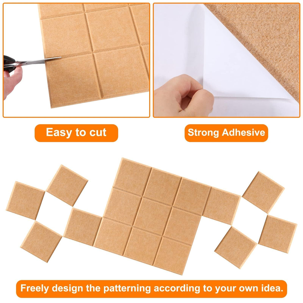 Uoisaiko Bulletin Board 6 Pack Large Pin Board 11.8" x 11.8", Felt Board Tiles with 30 Push Pins Alternative to Cork Board for Wall Damage-Free, Self Adhesive Notice Board Memo Board for Home Office