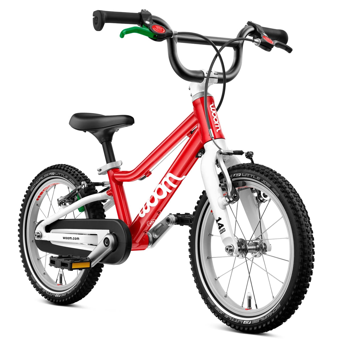 woom GO 2 Bicycle for Children 3 to 4.5 Years Old, 14-Inch Lightweight Bike with Handbrake, Steering Limiter & Chainguard for Boys & Girls - Red