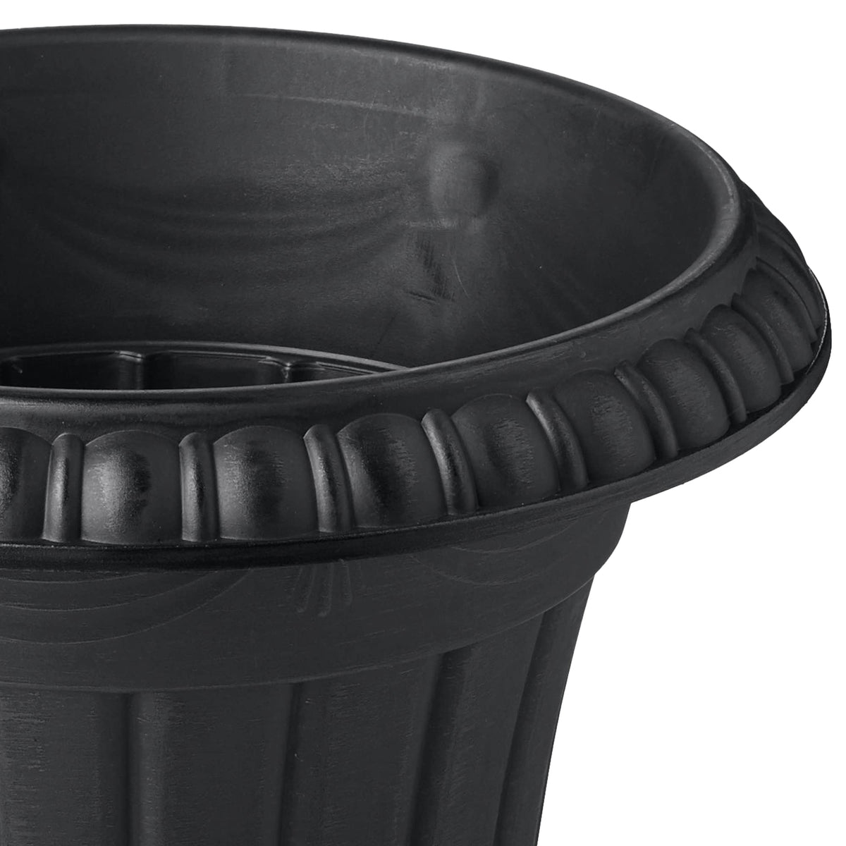 Arcadia Garden Products PL10BK Classic Traditional Plastic Urn Planter Indoor/Outdoor, 15" x 13", Black