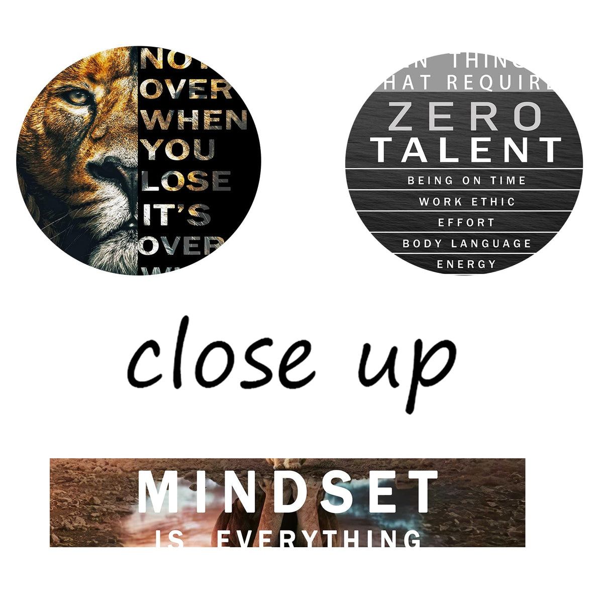 Lion Motivational Wall Decor Inspirational Quotes Wall Art Canvas Zero Talent Poster Print 3 Panel Animal Picture Artwork for Living Room Bedroom Office Home Decor Framed Ready to Hang [48''Wx 24''H]