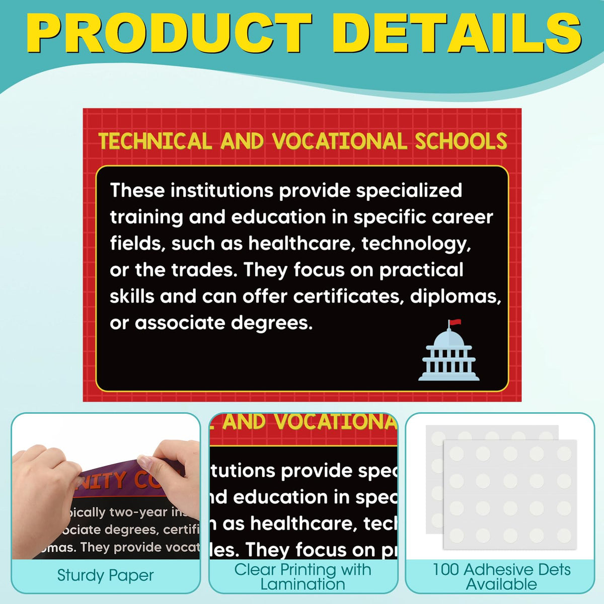 Outus 29 Pcs College and Career Readiness Posters Bulletin Board Kits for High School Classroom Decorations College Jobs and Career Interactive Bulletin Board Set Higher Educational Poster (Vibrant)