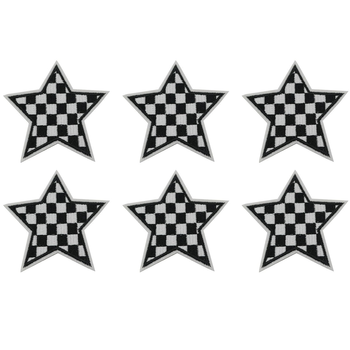 XGNG 20pcs Black and White Star Plaid Iron-On Fabric Patch Clothes Decoration Embroidery Patch