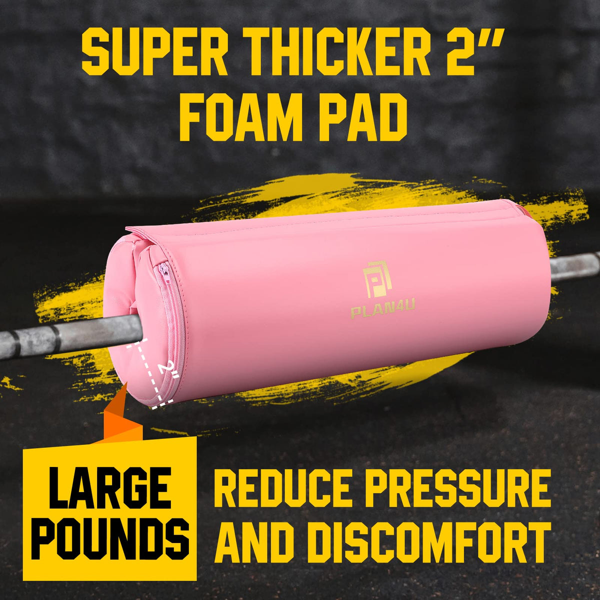 Plan4U Barbell Pad for Bench Press Hip Thrust Weightlifting, Upgraded Board Press with 2 inches Non-Slip Thickness Leather Foam Pad Fits Standard Olympic Bars for Powerlifting Bench Workout, Pink