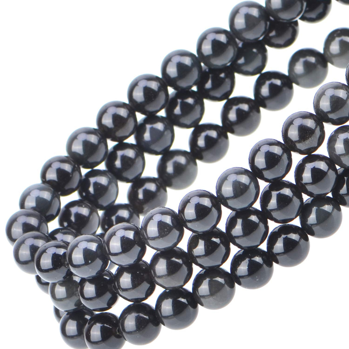 80Pcs Natural Crystal Beads Stone Gemstone Round Loose Energy Healing Beads with Free Crystal Stretch Cord for Jewelry Making (Black Obsidian, 10mm)