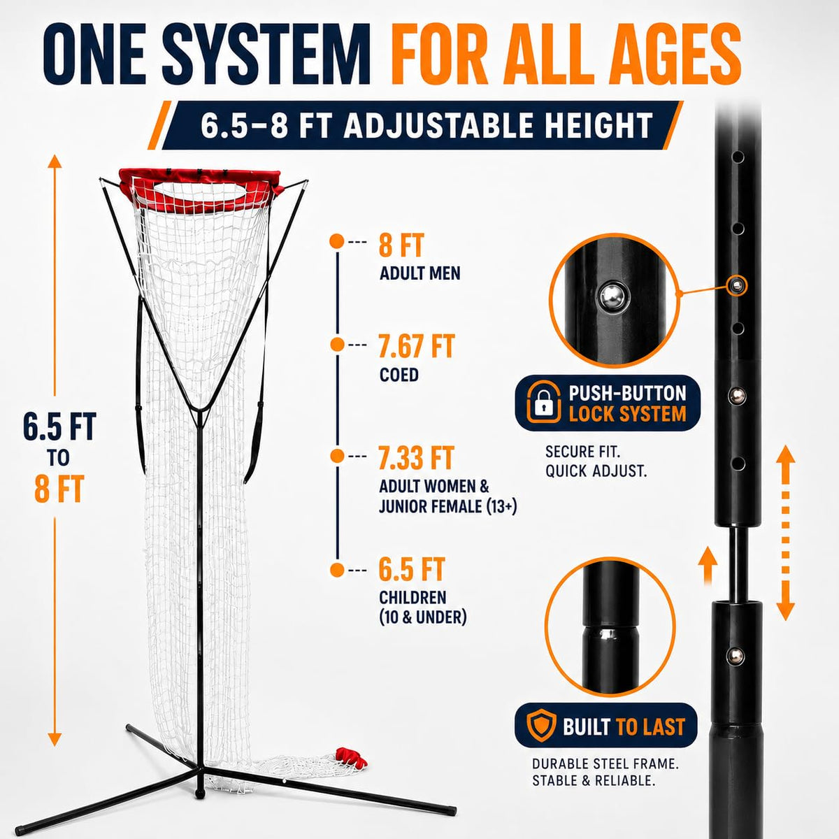 SCHENG-V Volleyball Setting Net, Setter Volleyball Training Net 7.5-11.5 FT Adjustable Height, 45°-180° Adjustable Angle, Stable Base for Indoor Outdoor Practice Equipment