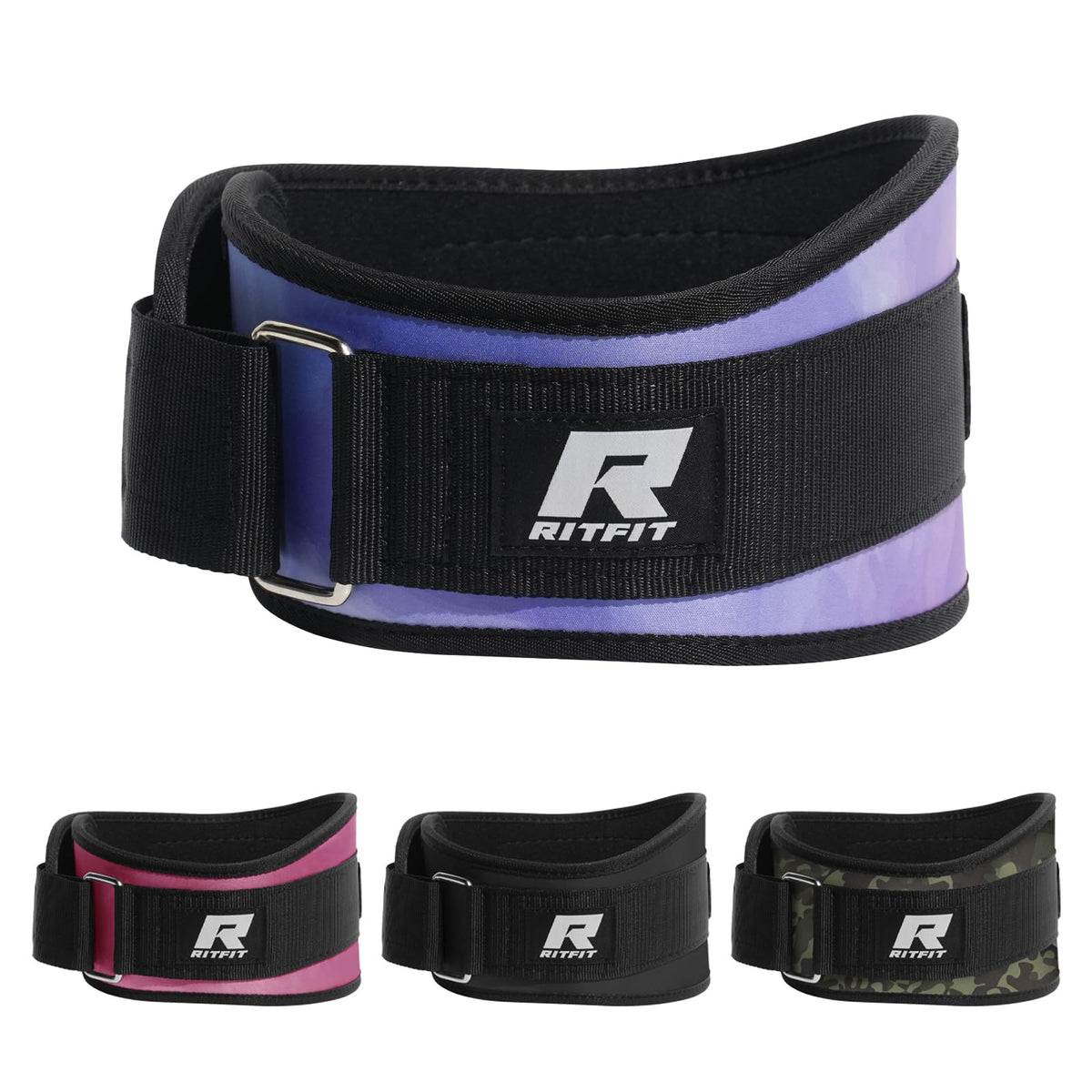 RitFit Weight Lifting Belt - Great for Squats, Lunges, Deadlift, Thrusters - Men and Women - 6 Inch Black/Camouflage