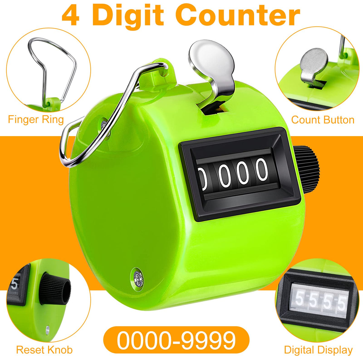 Hoteam 30 Pcs Handheld Tally Counter 4 Digital Number Count Clicker Counter Hand Mechanical Pitch Clicker for Coaching,Knitting, People, Lap, Fishing, Golf Sport Row