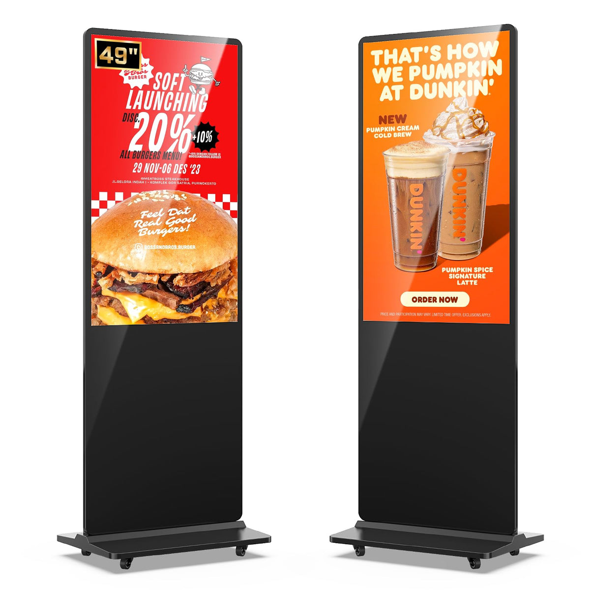 QIXZOCV MWE 49 Inch Indoor Floor Standing Digital Signage Advertising Display Kiosk LCD Screen Commercial Totem Android System Vertical Poster with Auto Media Player