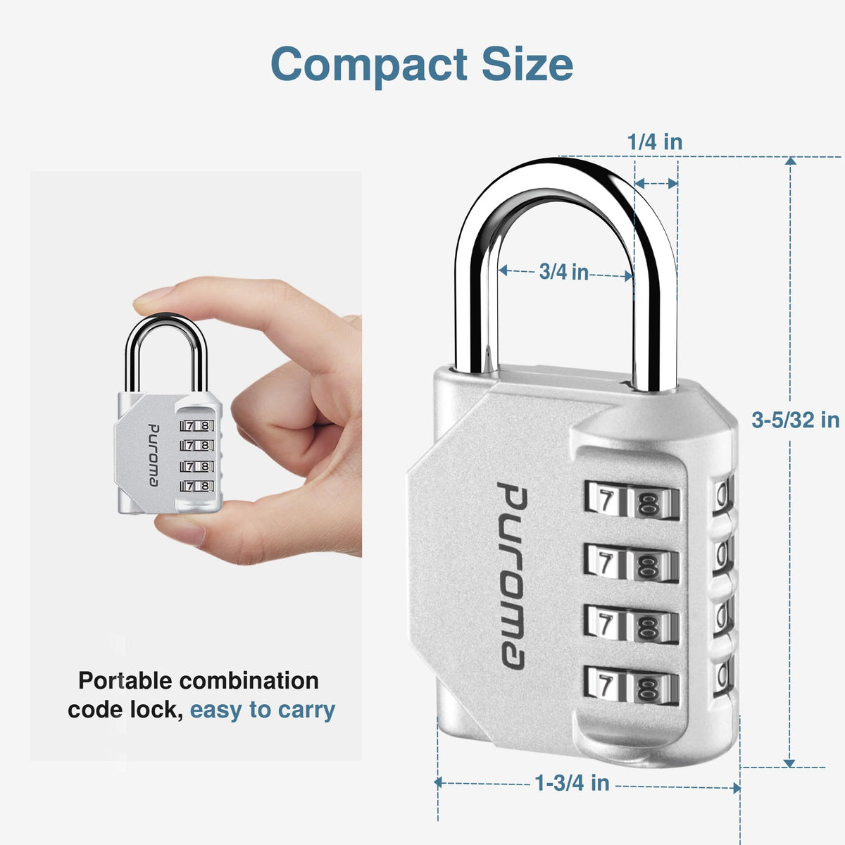 Puroma 2 Pack Combination Lock for Locker 4 Digit Outdoor Waterproof Padlock for School, Gym, Sports, Fence, Toolbox, Gate, Case, Outdoor, Hasp Storage (Silver & Black)