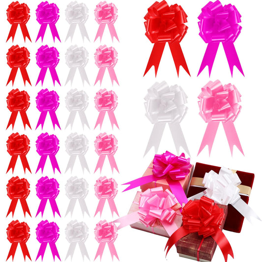100 Pcs 5 Inch Christmas Pull Bows for Gift Wrapping, Gift Wrapping Pull Bows with Ribbon for Christmas Presents Wedding Decor Basket Bag Holiday Decor(Elegant Color)