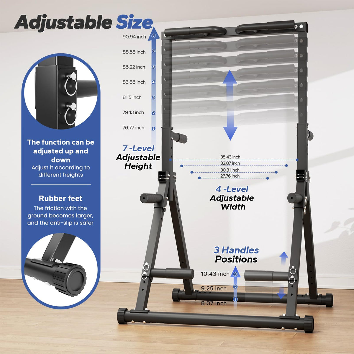 Foldable Pull Up Bar Free Standing, Strength Training Pull-up Bars Adjustable Pull Up Station, Power Tower Pull Up Bar MultiFunction Pull Up Dip Station Workout Equipment For Home Gym Support 480 LBS