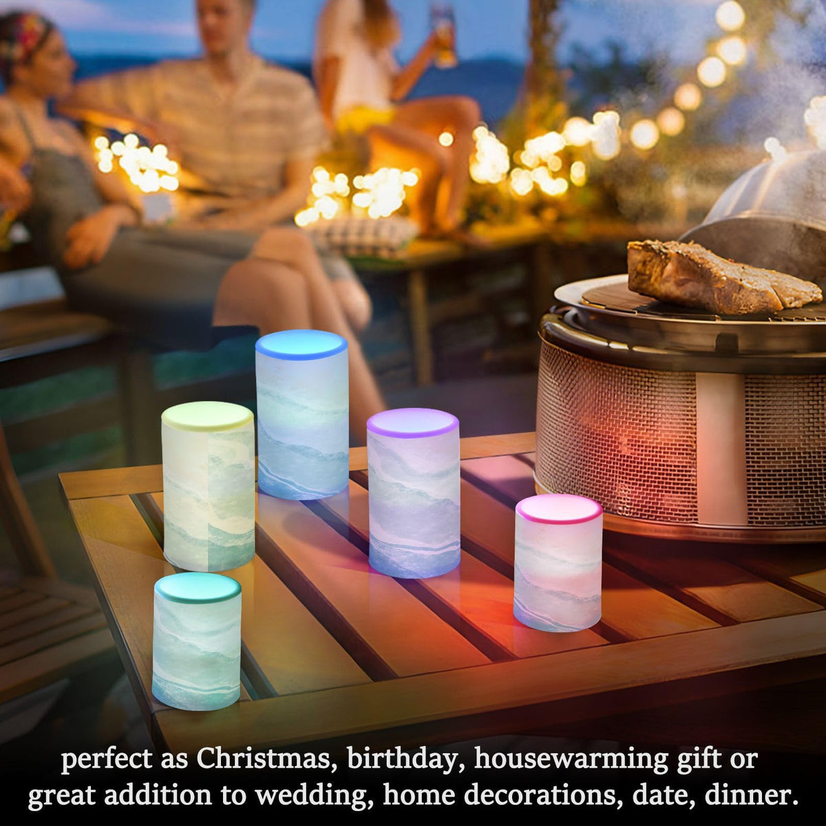 BOENLE Flickering Flameless Candles, Bohemian Beach LED Candles with Remote Timer, Set of 2 Battery Operated Candle for Valentine Wedding Birthday