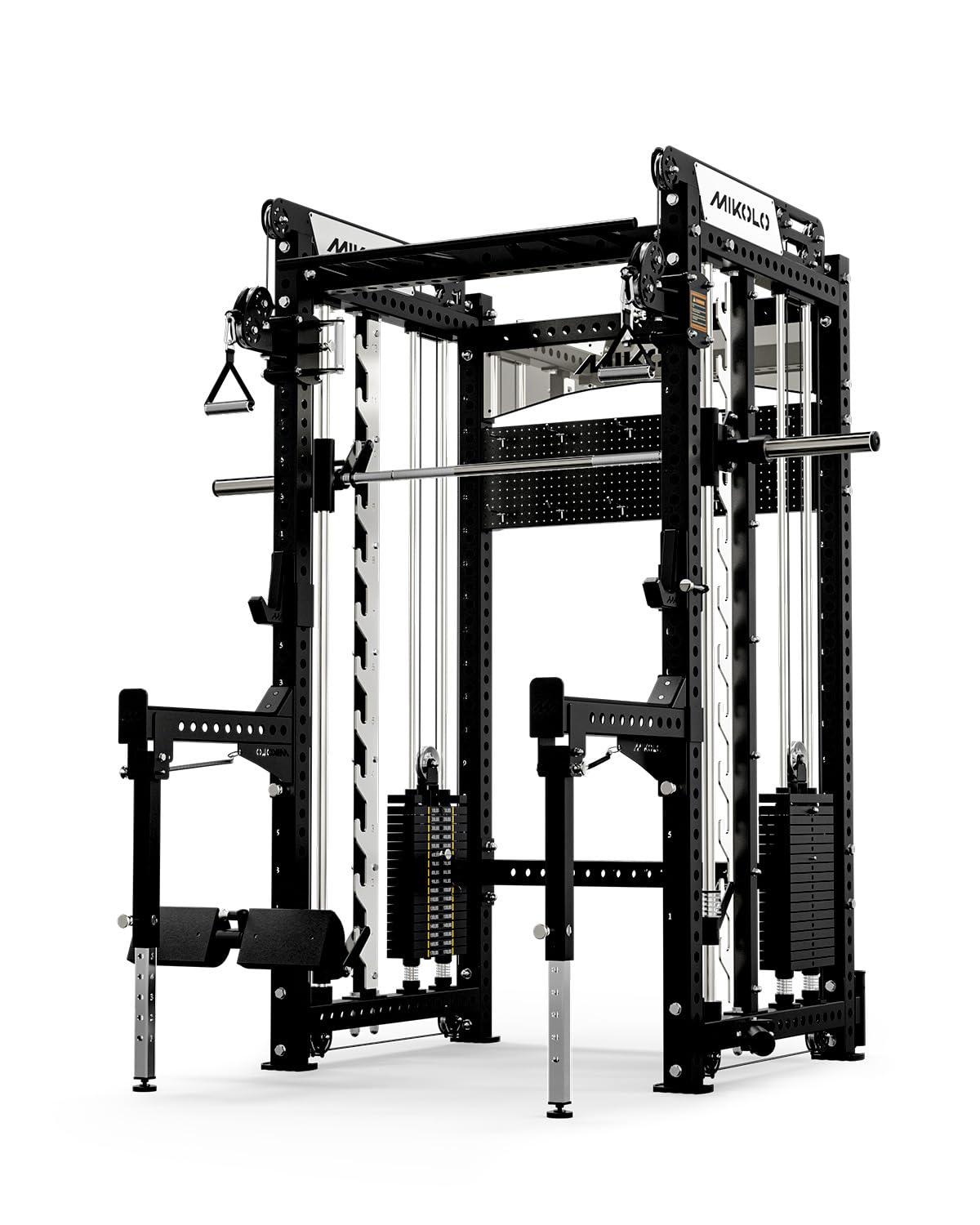 Mikolo Anubis-2.0 Ultimate Smith Machine, 2000LBS Power Cage with LAT Pulldown&Cable Crossover, Multi-Function Trainer with Aluminum Pulley System for Fitness Home Gym