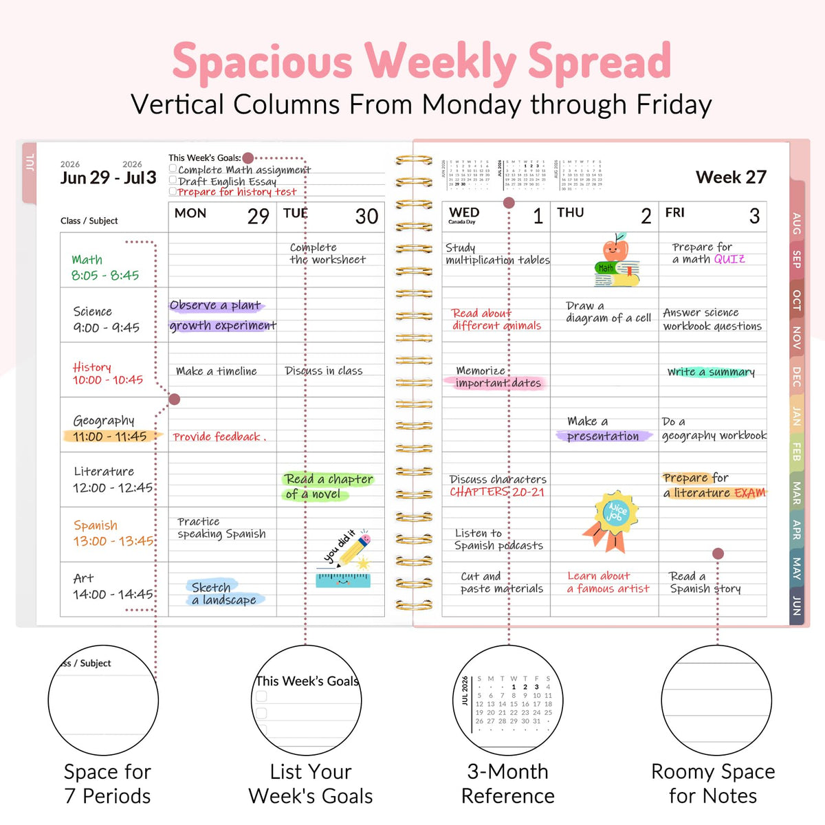 Teacher Planner 2026-2027, Forvencer Academic Planner 2026-2027, Jul 2026 - Jun 2027, 8.5"x11", Weekly & Monthly Planning Book with 7 Periods, School Agenda for Teacher Student, A4, Dark Green