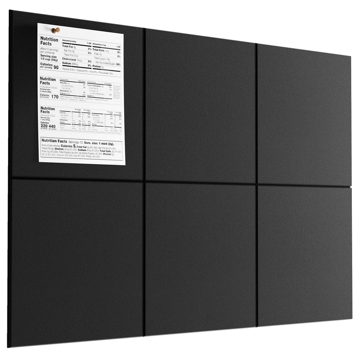 MaxGear Large Felt Bulletin Board 36" x 24", Cork Board Alternative, 6 Pack Black Felt Wall Tiles with Push Pins, Cork Boards for Walls Pin Board for Office & HomePanels