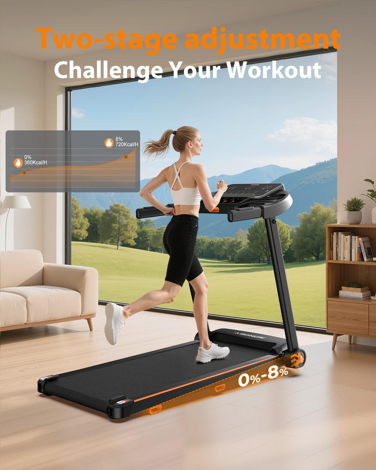 Foldable Treadmill for Home with Incline - Extra Large Dual LED Screen, 8.5MPH Max Speed, Bluetooth Speaker, 280LBS Capacity, 3HP Home Office Treadmills for Running Jogging Walking