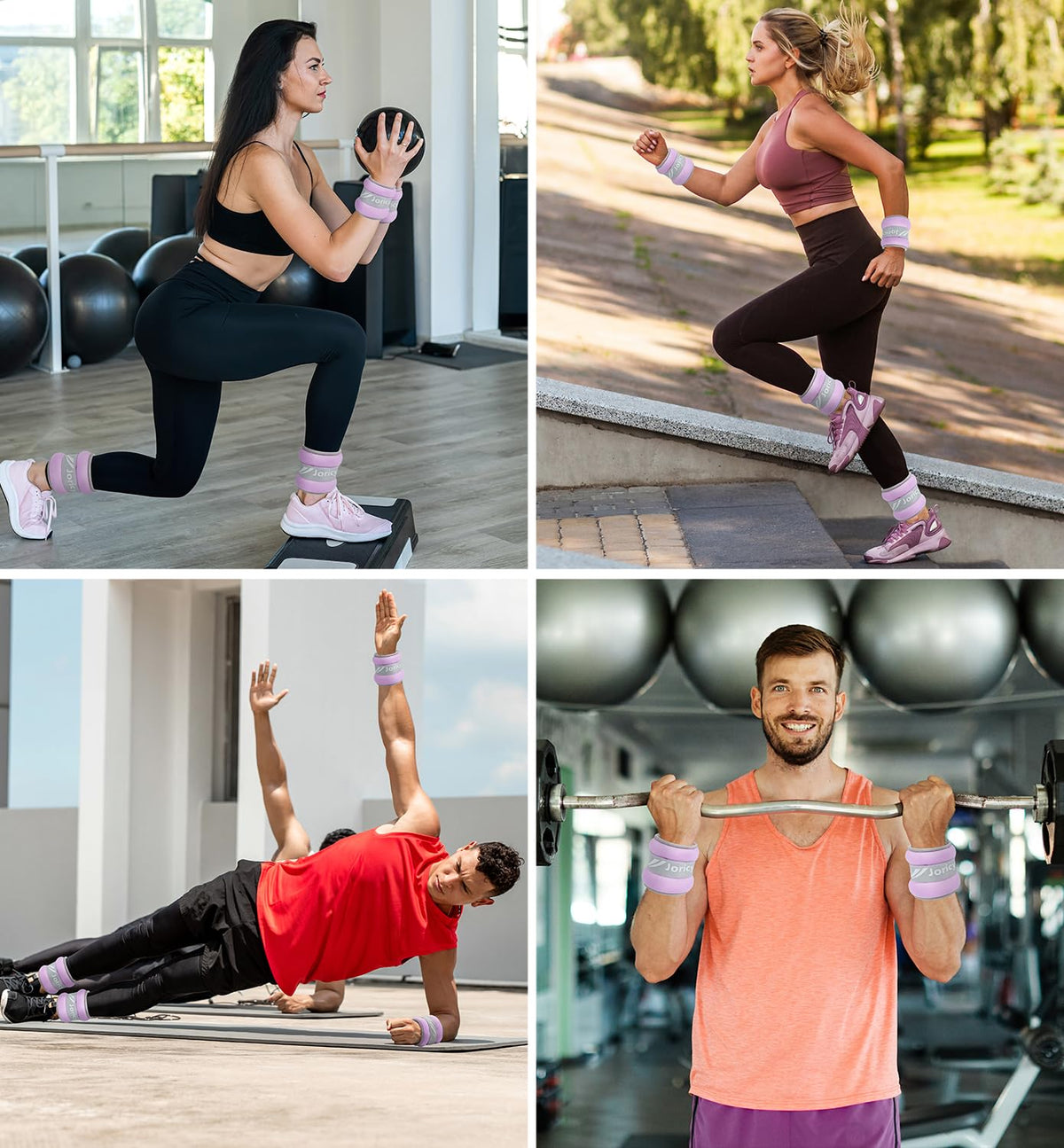 Ankle Weights, Wrist Leg Arm Weight for Women Men with Adjustable Straps, A Pair of 2LBS(1LB Each Weight) Arm Weighted for Running Walking Yoga Gymnastics Physical Therapy, Light Purple
